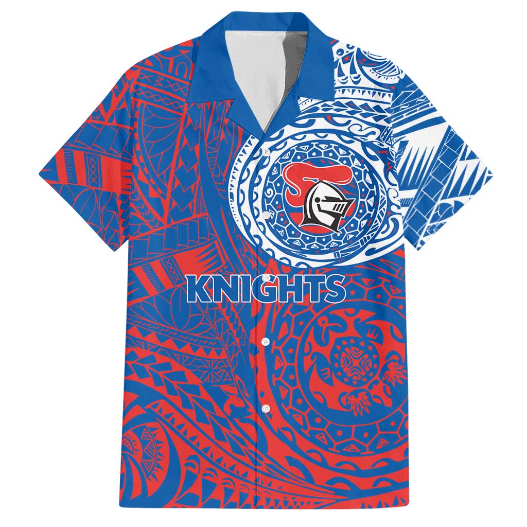 Personalized Newcastle Knights Hawaiian Shirt Polynesian Tribal Chest and Sleeve Tattoo