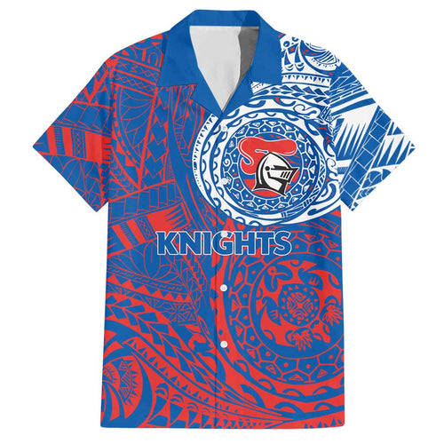 Personalized Newcastle Knights Hawaiian Shirt Polynesian Tribal Chest and Sleeve Tattoo