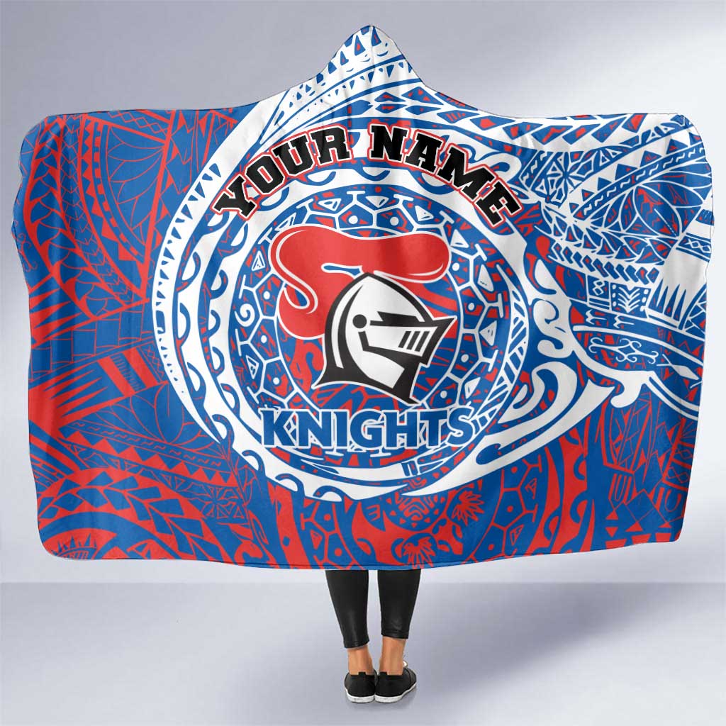 Personalized Newcastle Knights Hooded Blanket Polynesian Tribal Chest and Sleeve Tattoo