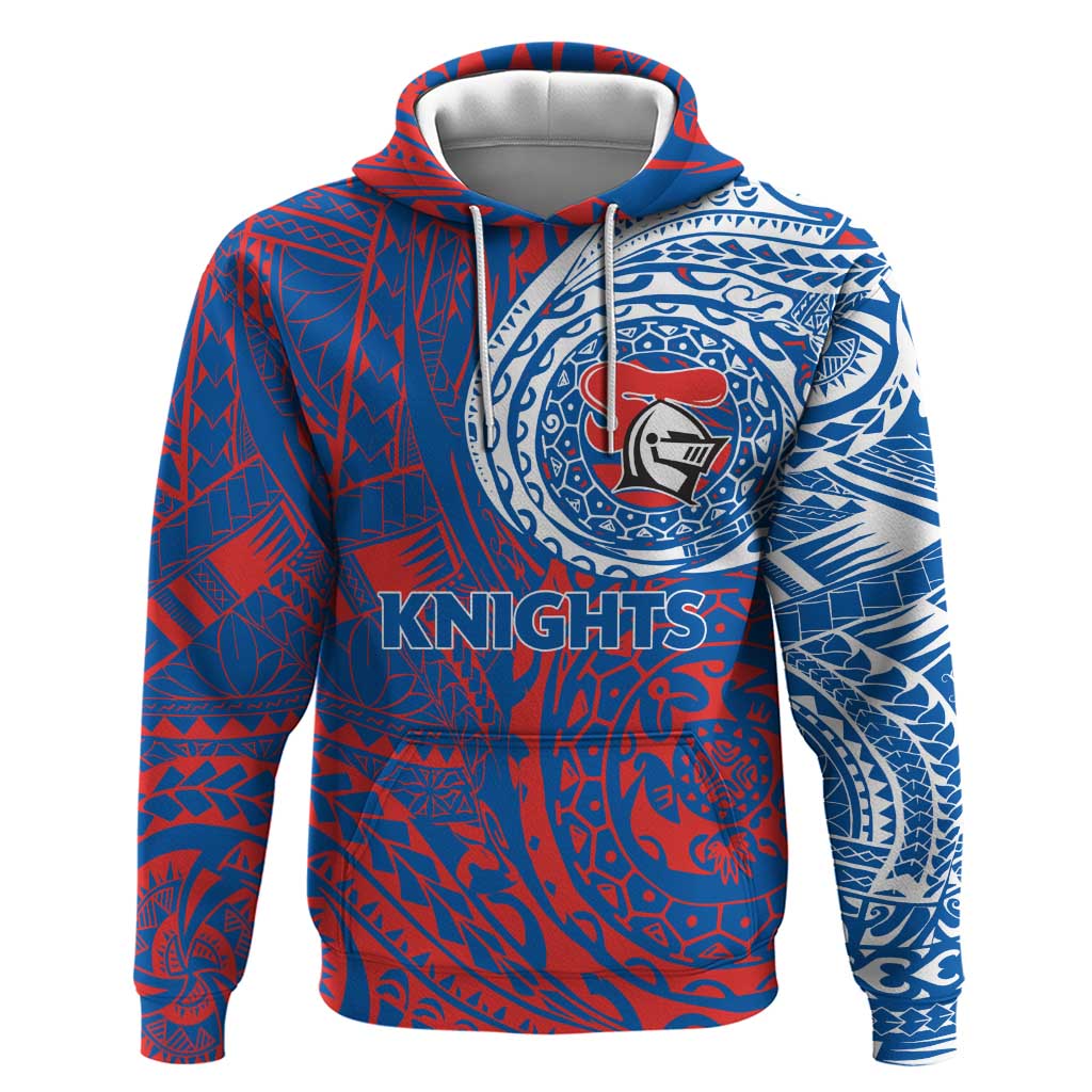 Personalized Newcastle Knights Hoodie Polynesian Tribal Chest and Sleeve Tattoo