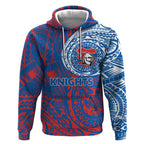Personalized Newcastle Knights Hoodie Polynesian Tribal Chest and Sleeve Tattoo