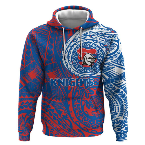 Personalized Newcastle Knights Hoodie Polynesian Tribal Chest and Sleeve Tattoo