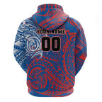 Personalized Newcastle Knights Hoodie Polynesian Tribal Chest and Sleeve Tattoo