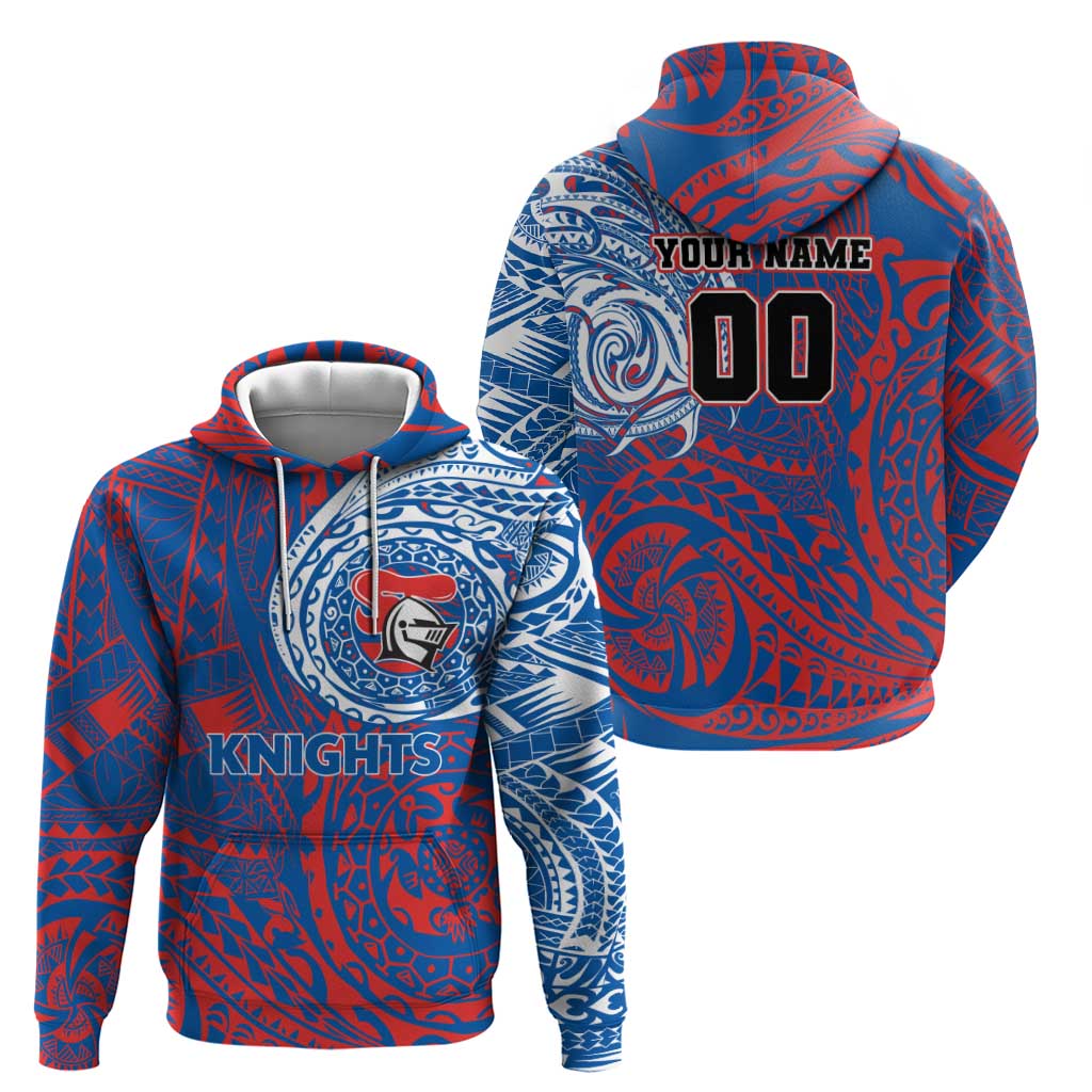 Personalized Newcastle Knights Hoodie Polynesian Tribal Chest and Sleeve Tattoo
