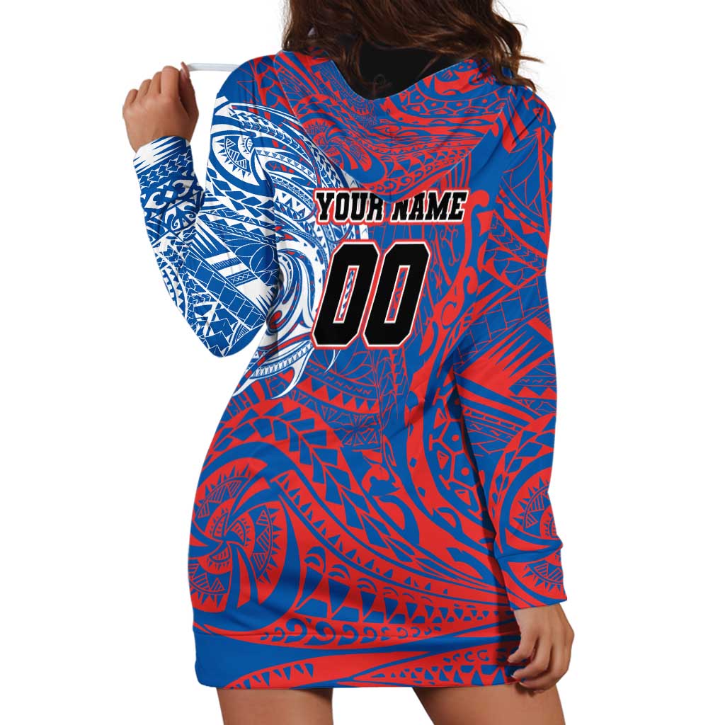 Personalized Newcastle Knights Hoodie Dress Polynesian Tribal Chest and Sleeve Tattoo