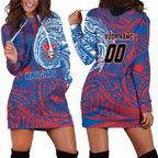Personalized Newcastle Knights Hoodie Dress Polynesian Tribal Chest and Sleeve Tattoo