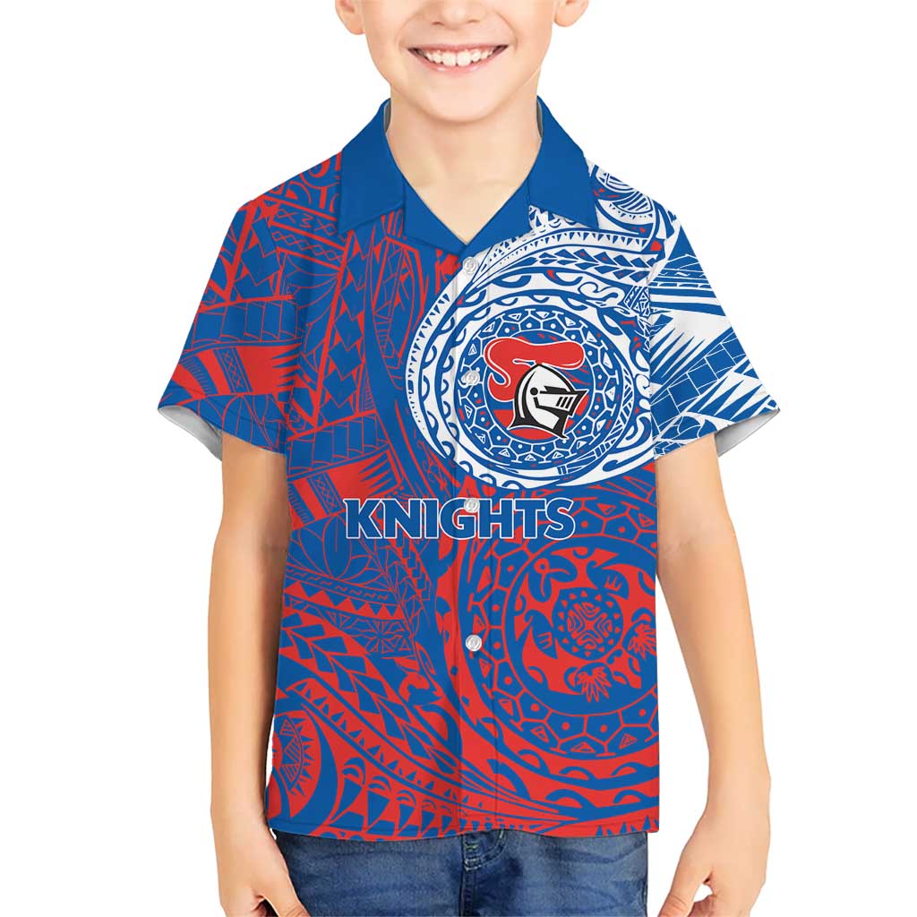 Personalized Newcastle Knights Kid Hawaiian Shirt Polynesian Tribal Chest and Sleeve Tattoo