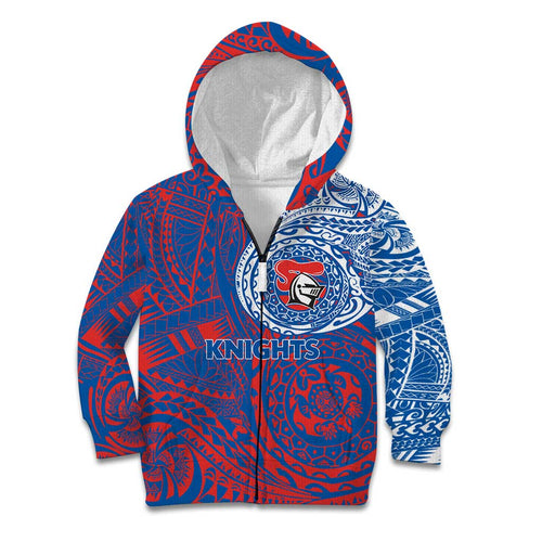 Personalized Newcastle Knights Kid Hoodie Polynesian Tribal Chest and Sleeve Tattoo