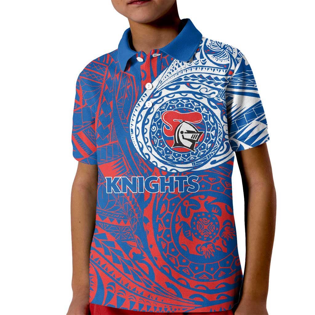 Personalized Newcastle Knights Kid Polo Shirt Polynesian Tribal Chest and Sleeve Tattoo