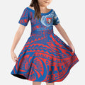 Personalized Newcastle Knights Kid Short Sleeve Dress Polynesian Tribal Chest and Sleeve Tattoo