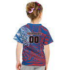 Personalized Newcastle Knights Kid T Shirt Polynesian Tribal Chest and Sleeve Tattoo