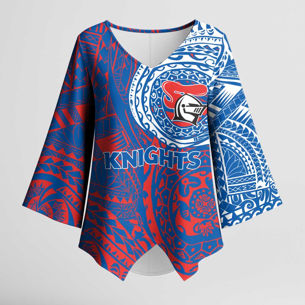 Personalized Newcastle Knights Kimono Sleeve Blouse Polynesian Tribal Chest and Sleeve Tattoo