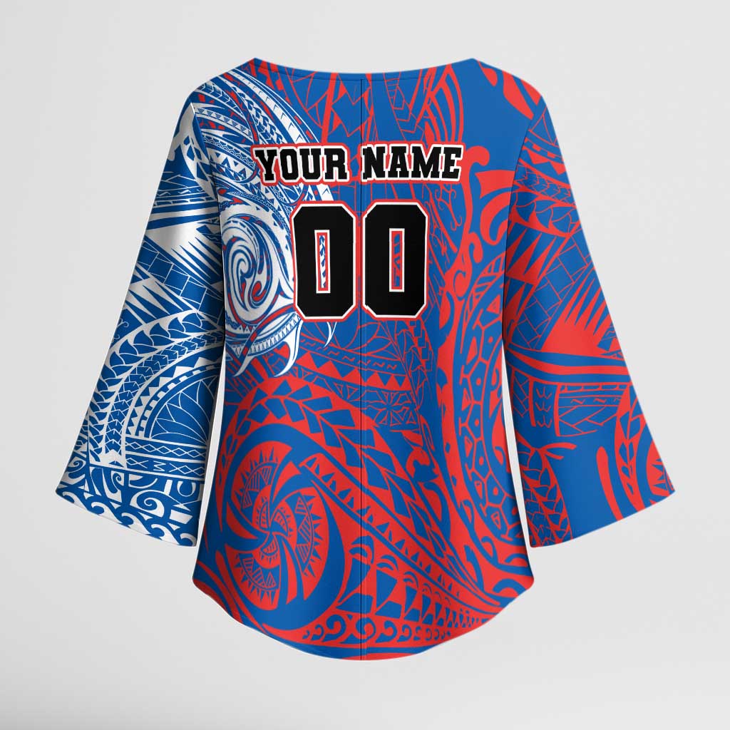 Personalized Newcastle Knights Kimono Sleeve Blouse Polynesian Tribal Chest and Sleeve Tattoo