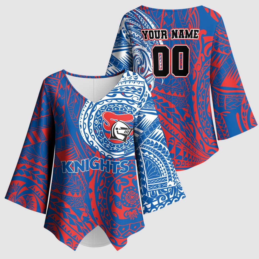 Personalized Newcastle Knights Kimono Sleeve Blouse Polynesian Tribal Chest and Sleeve Tattoo