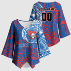 Personalized Newcastle Knights Kimono Sleeve Blouse Polynesian Tribal Chest and Sleeve Tattoo