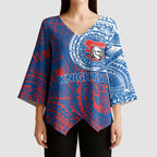 Personalized Newcastle Knights Kimono Sleeve Blouse Polynesian Tribal Chest and Sleeve Tattoo