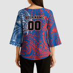Personalized Newcastle Knights Kimono Sleeve Blouse Polynesian Tribal Chest and Sleeve Tattoo
