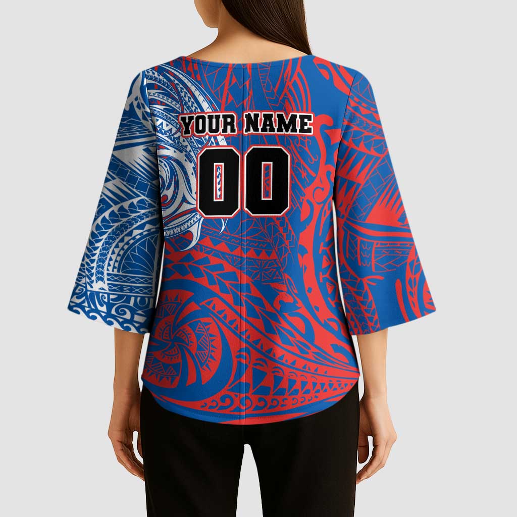 Personalized Newcastle Knights Kimono Sleeve Blouse Polynesian Tribal Chest and Sleeve Tattoo