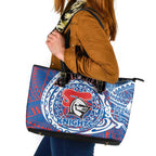 Personalized Newcastle Knights Leather Tote Bag Polynesian Tribal Chest and Sleeve Tattoo