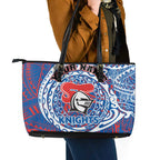 Personalized Newcastle Knights Leather Tote Bag Polynesian Tribal Chest and Sleeve Tattoo