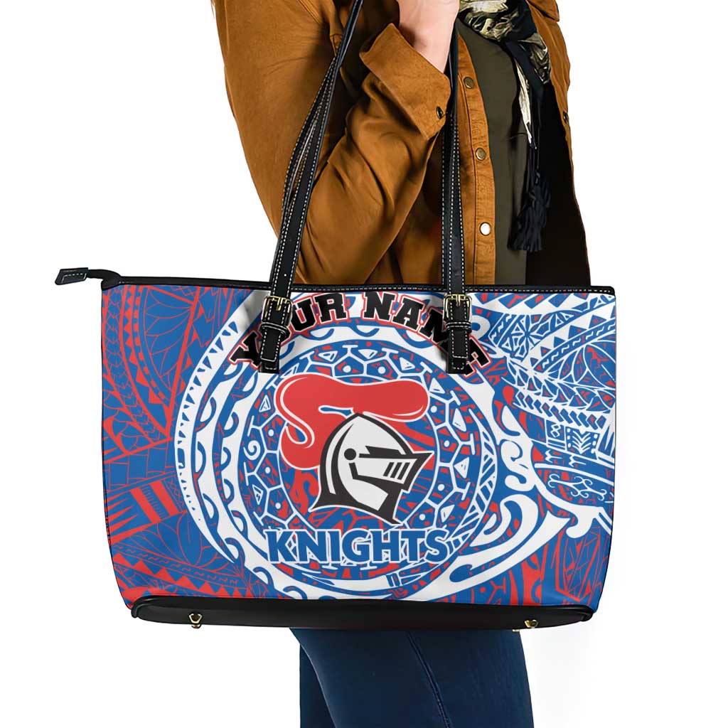 Personalized Newcastle Knights Leather Tote Bag Polynesian Tribal Chest and Sleeve Tattoo