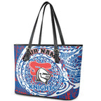 Personalized Newcastle Knights Leather Tote Bag Polynesian Tribal Chest and Sleeve Tattoo
