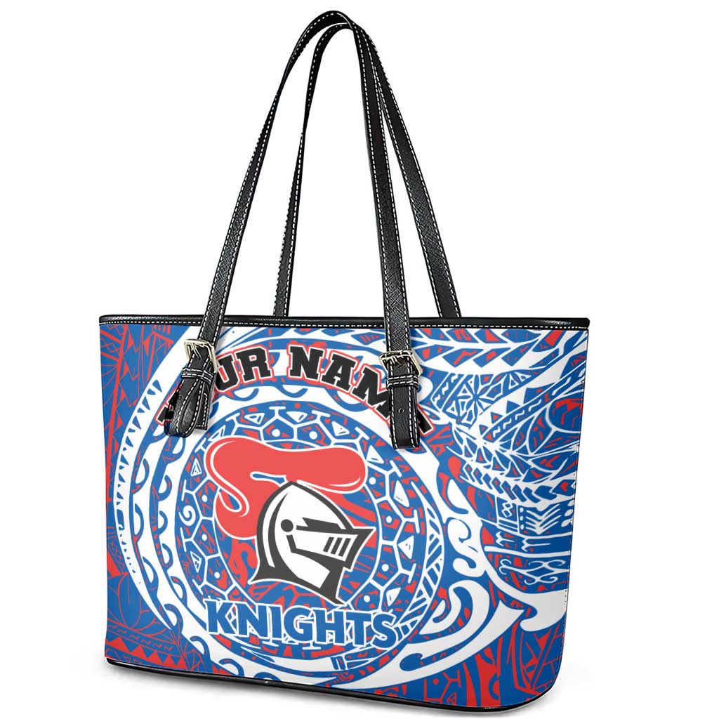 Personalized Newcastle Knights Leather Tote Bag Polynesian Tribal Chest and Sleeve Tattoo