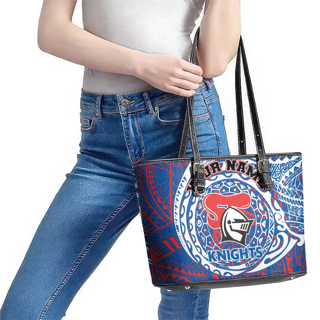 Personalized Newcastle Knights Leather Tote Bag Polynesian Tribal Chest and Sleeve Tattoo