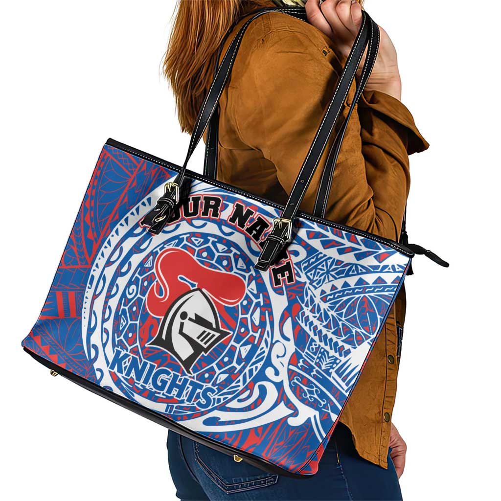 Personalized Newcastle Knights Leather Tote Bag Polynesian Tribal Chest and Sleeve Tattoo
