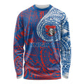 Personalized Newcastle Knights Long Sleeve Shirt Polynesian Tribal Chest and Sleeve Tattoo
