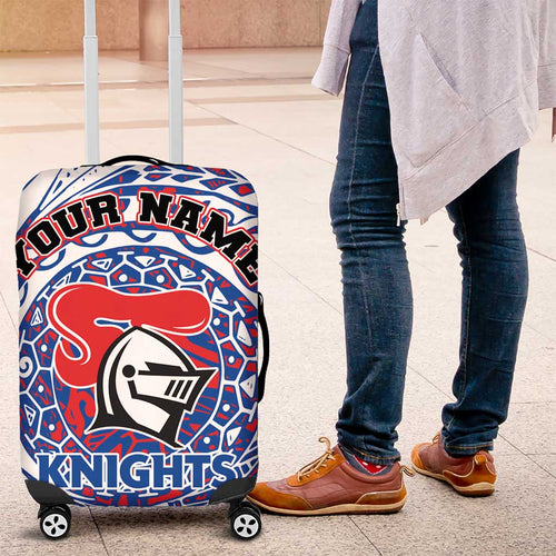 Personalized Newcastle Knights Luggage Cover Polynesian Tribal Chest and Sleeve Tattoo