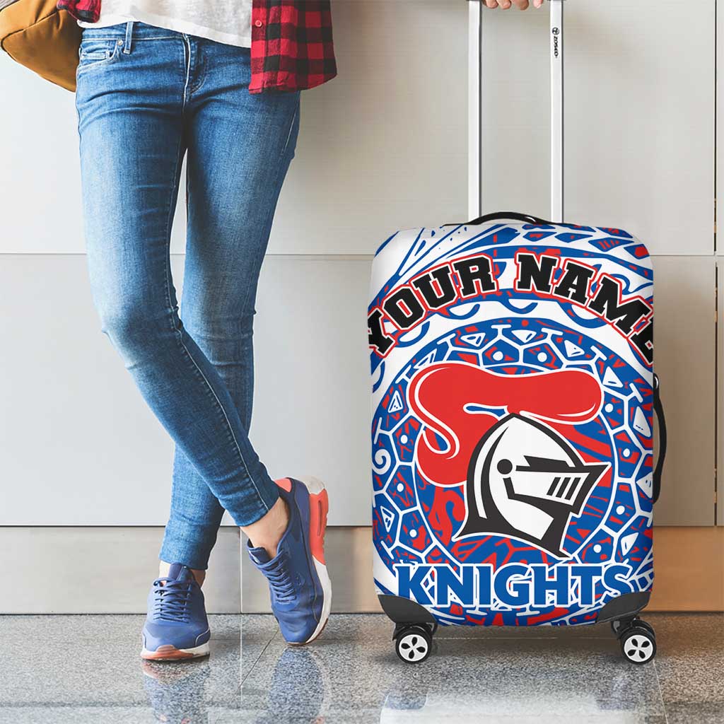 Personalized Newcastle Knights Luggage Cover Polynesian Tribal Chest and Sleeve Tattoo