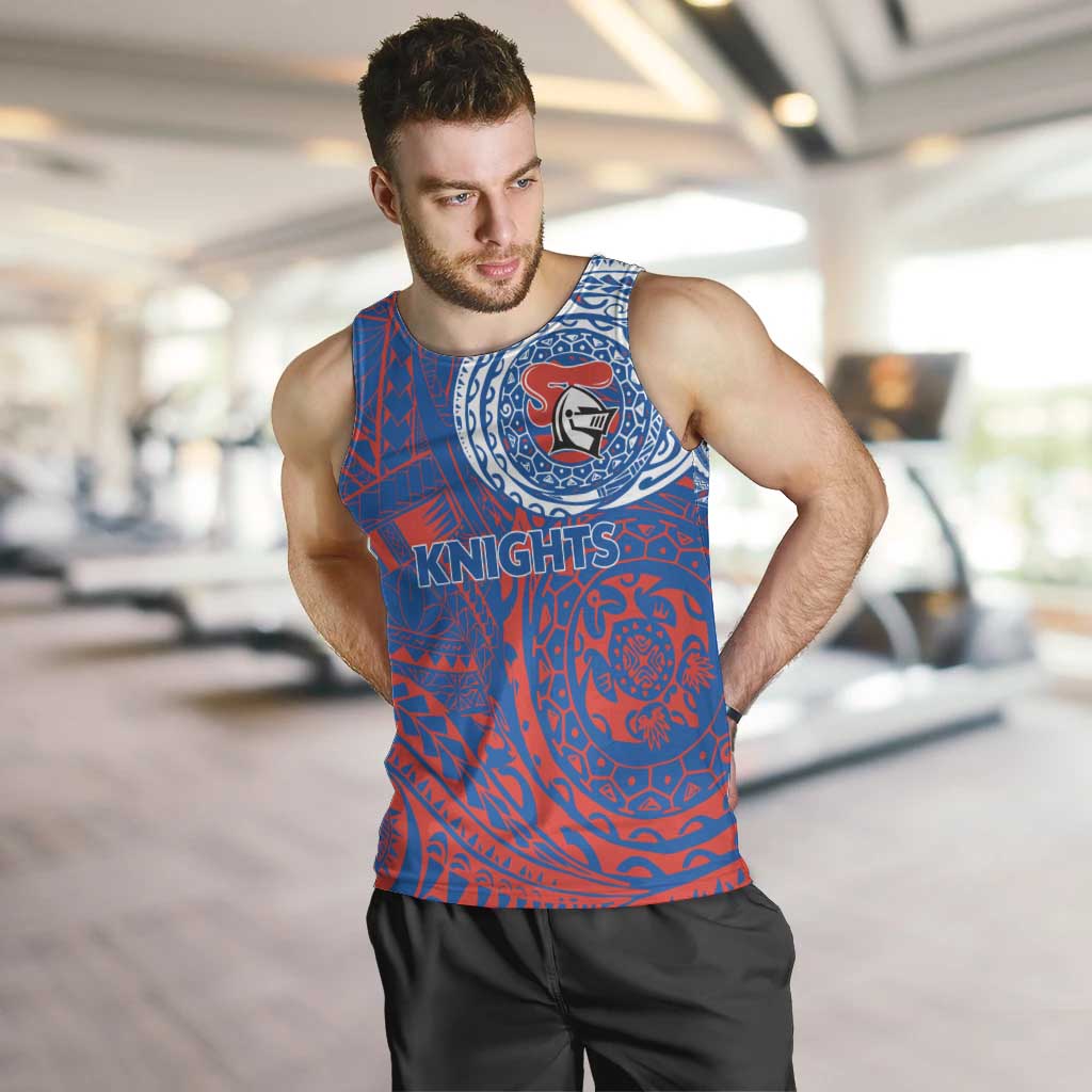 Personalized Newcastle Knights Men Tank Top Polynesian Tribal Chest and Sleeve Tattoo