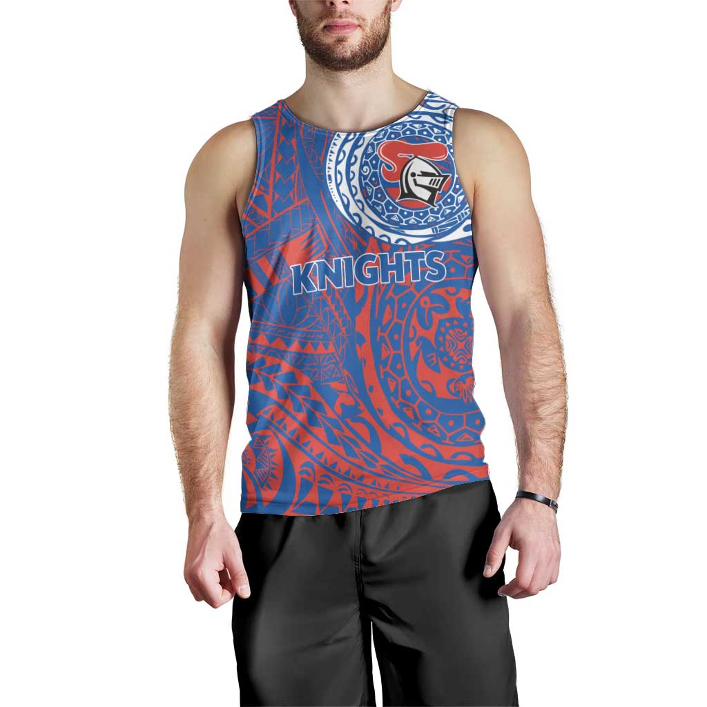 Personalized Newcastle Knights Men Tank Top Polynesian Tribal Chest and Sleeve Tattoo