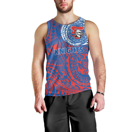 Personalized Newcastle Knights Men Tank Top Polynesian Tribal Chest and Sleeve Tattoo
