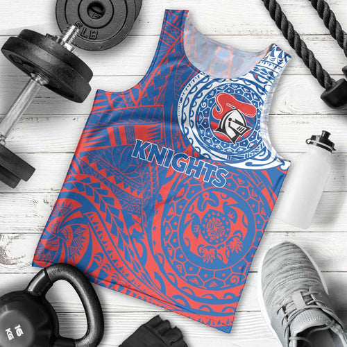 Personalized Newcastle Knights Men Tank Top Polynesian Tribal Chest and Sleeve Tattoo