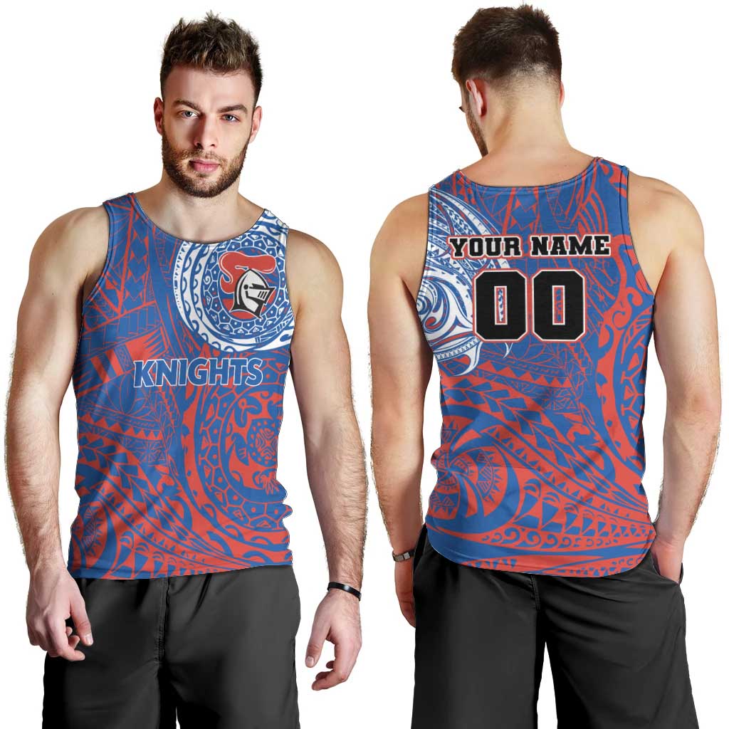 Personalized Newcastle Knights Men Tank Top Polynesian Tribal Chest and Sleeve Tattoo