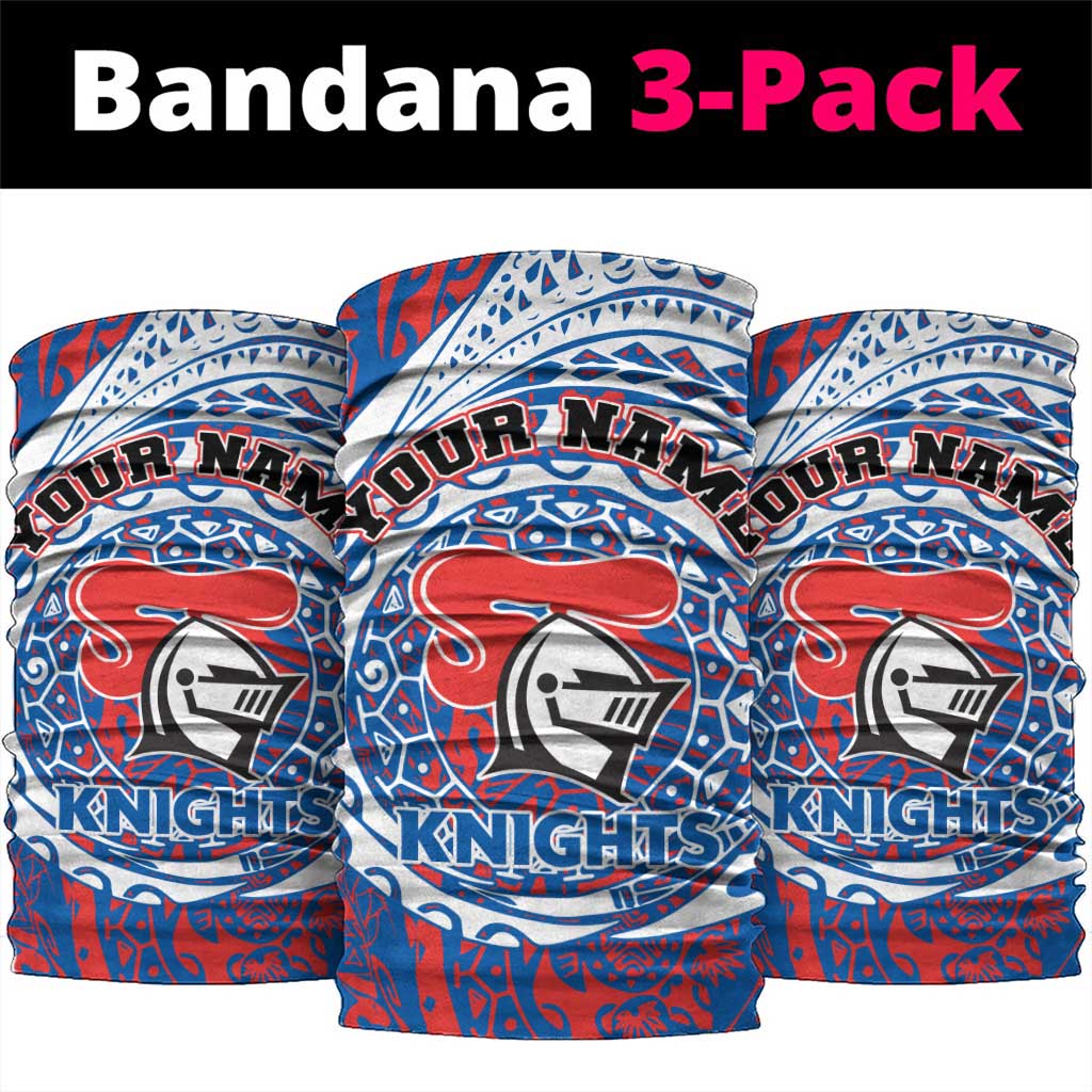 Personalized Newcastle Knights Neck Gaiter Polynesian Tribal Chest and Sleeve Tattoo