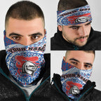 Personalized Newcastle Knights Neck Gaiter Polynesian Tribal Chest and Sleeve Tattoo