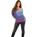 Personalized Newcastle Knights Off Shoulder Sweater Polynesian Tribal Chest and Sleeve Tattoo
