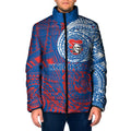 Personalized Newcastle Knights Padded Jacket Polynesian Tribal Chest and Sleeve Tattoo