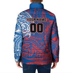 Personalized Newcastle Knights Padded Jacket Polynesian Tribal Chest and Sleeve Tattoo