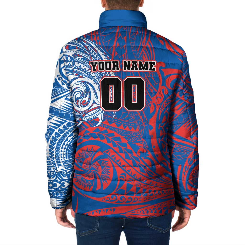 Personalized Newcastle Knights Padded Jacket Polynesian Tribal Chest and Sleeve Tattoo