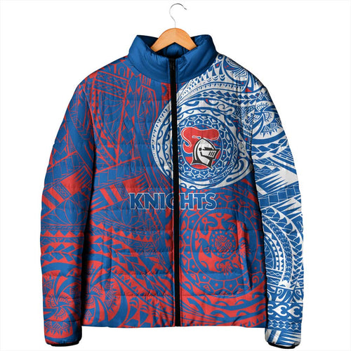 Personalized Newcastle Knights Padded Jacket Polynesian Tribal Chest and Sleeve Tattoo