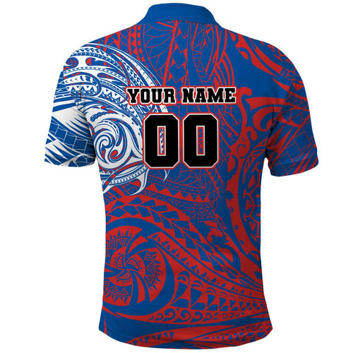 Personalized Newcastle Knights Polo Shirt Polynesian Tribal Chest and Sleeve Tattoo