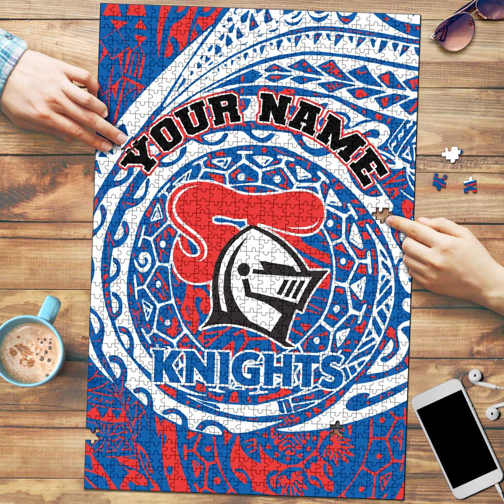 Personalized Newcastle Knights Puzzle Polynesian Tribal Chest and Sleeve Tattoo