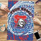 Personalized Newcastle Knights Puzzle Polynesian Tribal Chest and Sleeve Tattoo