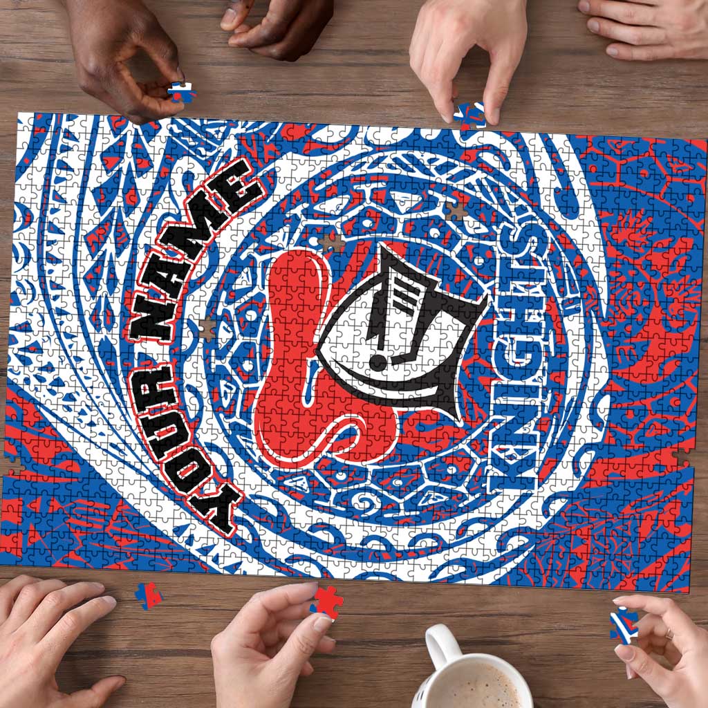 Personalized Newcastle Knights Puzzle Polynesian Tribal Chest and Sleeve Tattoo
