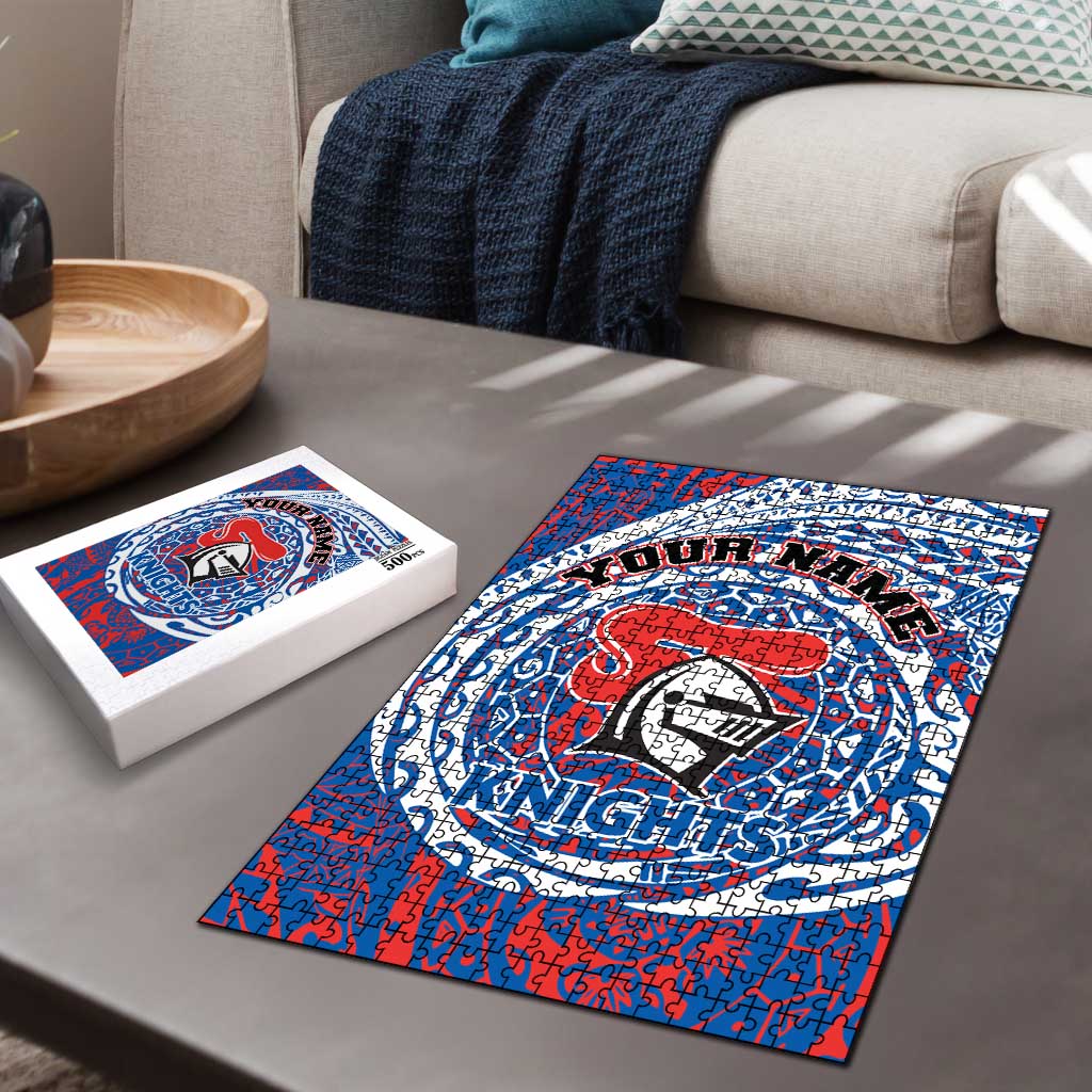 Personalized Newcastle Knights Puzzle Polynesian Tribal Chest and Sleeve Tattoo