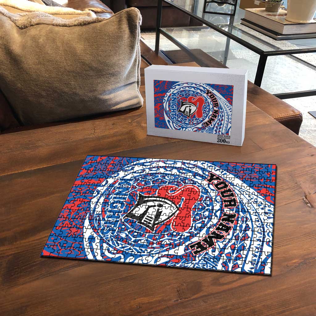 Personalized Newcastle Knights Puzzle Polynesian Tribal Chest and Sleeve Tattoo